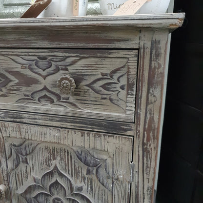 Carved Wood 2-Door Accent Cabinet