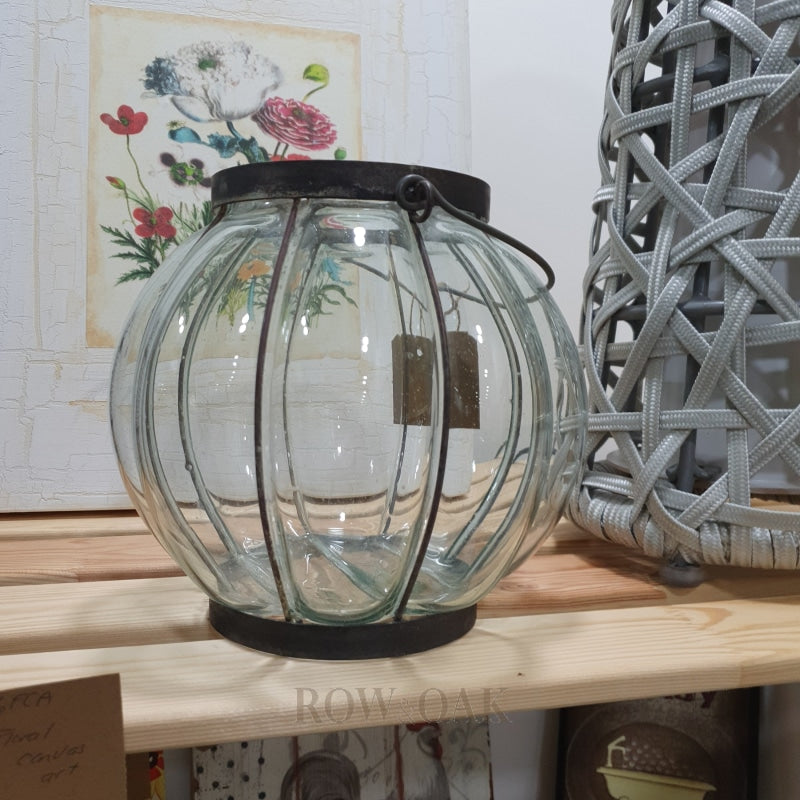 Convoluted Round Glass/metal Vase