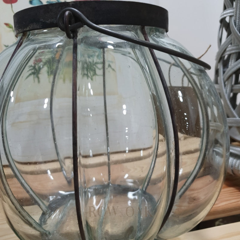 Convoluted Round Glass/metal Vase