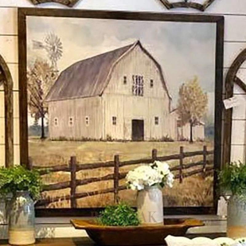 Country Barn Giclee with Wooden Frame - Row & Oak