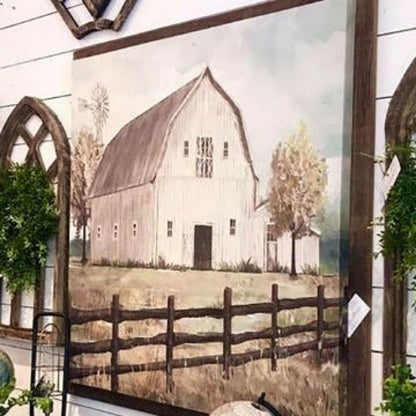 Country Barn Giclee with Wooden Frame - Row & Oak