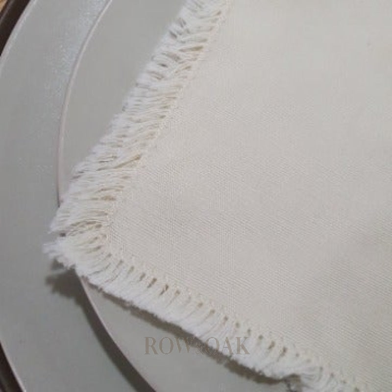 Cream Cotton Napkins with Fringed Edges - Row & Oak