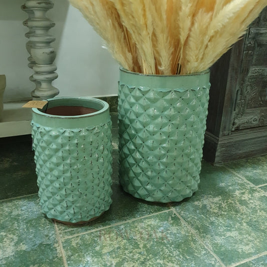 Cynthia Rowley Teal Ceramic Planter - Medium