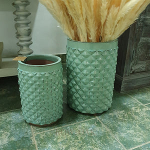 Cynthia Rowley Teal Ceramic Planter - Medium