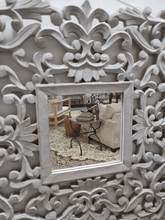 Load image into Gallery viewer, Distressed Carved Wood Mirror - Grey