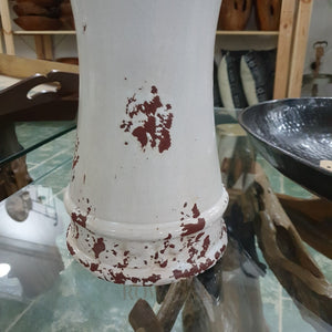 Distressed Ceramic Vase - White/brown