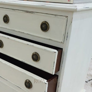 Distressed Cream 3-Drawer Bedside Table - Row & Oak