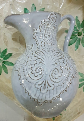 Distressed French Farmhouse Pitcher In Lavender