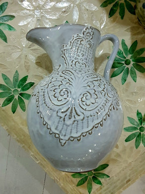 Distressed French Farmhouse Pitcher In Lavender