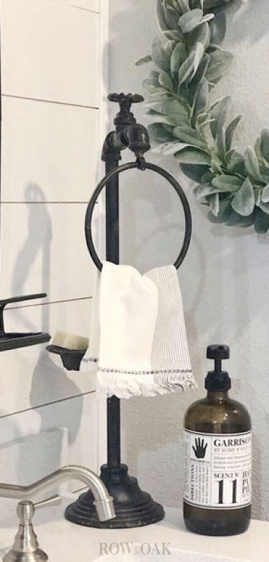 Distressed Iron Spigot Towel & Soap Holder