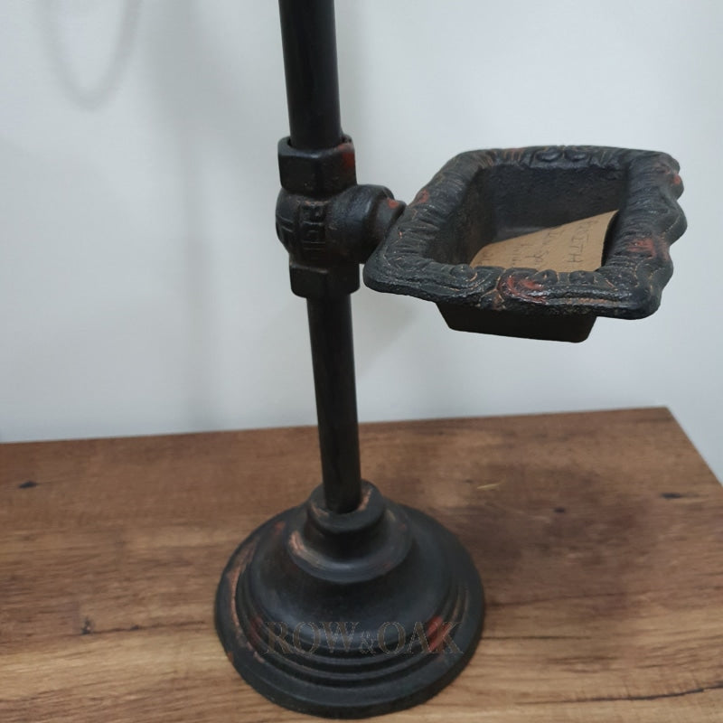 Distressed Iron Spigot Towel & Soap Holder