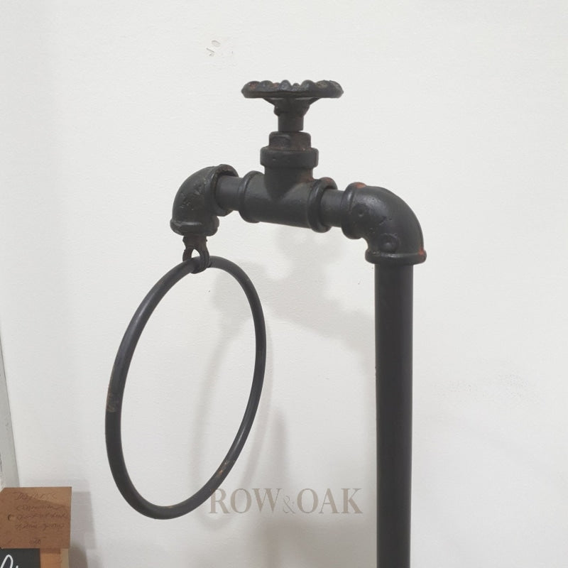 Distressed Iron Spigot Towel & Soap Holder