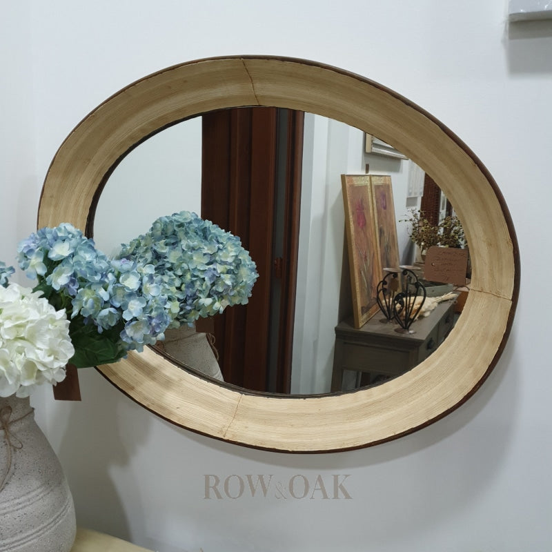 Distressed Metal Oval Mirror