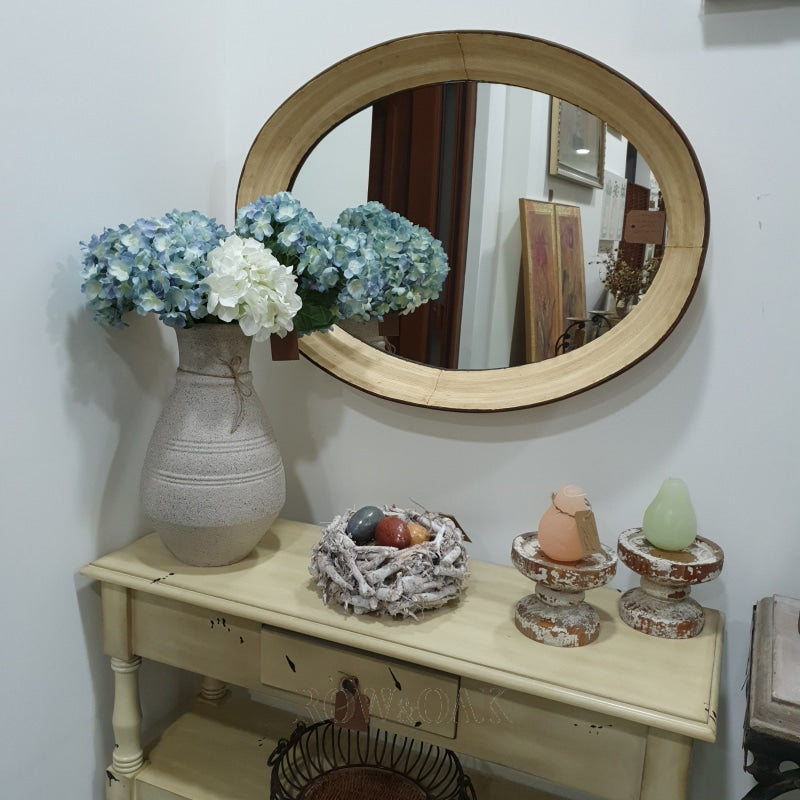 Distressed Metal Oval Mirror