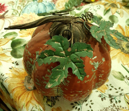 Distressed Metal Pumpkin - Rust Tone