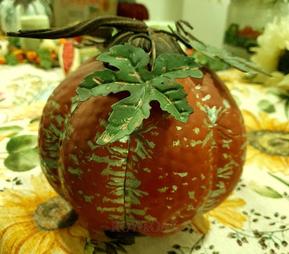 Distressed Metal Pumpkin - Rust Tone