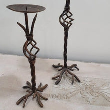 Load image into Gallery viewer, Distressed Metal &#39;Twigs&#39; Candle Holders - set of 2 - Row &amp; Oak