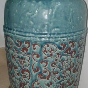 Distressed Teal Clay Vase - Large