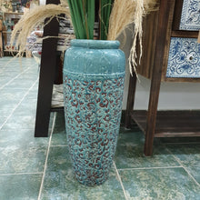 Load image into Gallery viewer, Distressed Teal Clay Vase - Large