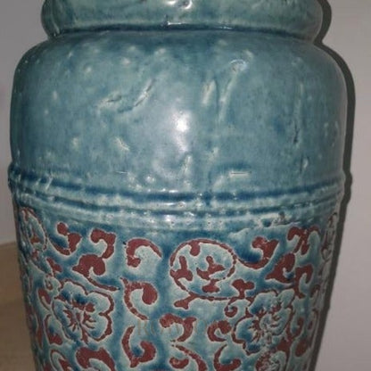 Distressed Teal Clay Vase - Medium