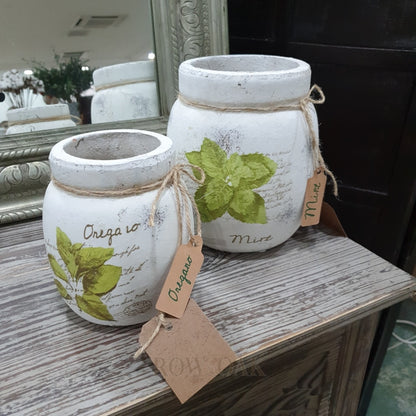 Distressed White Pottery - Mint