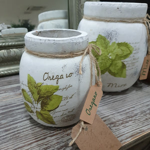 Distressed White Pottery - Oregano