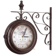 Load image into Gallery viewer, Double-sided Iron Wall Clock - Row &amp; Oak