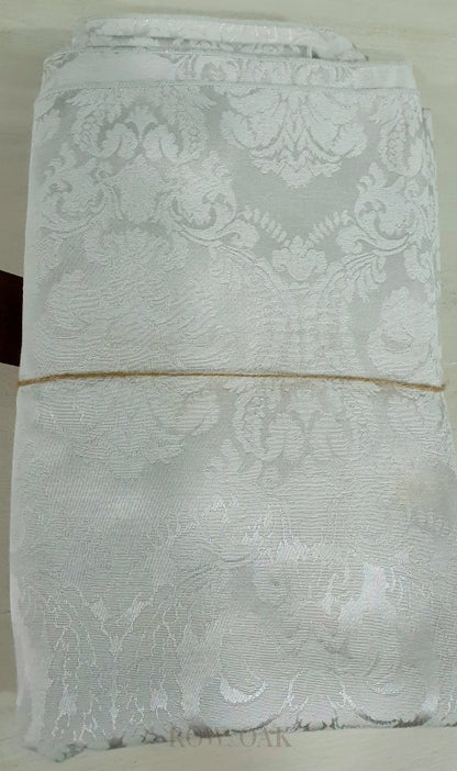 Dove Grey Jacquard Tablecloth + Napkins