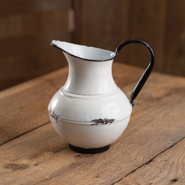 White Enamel Distressed Pitcher