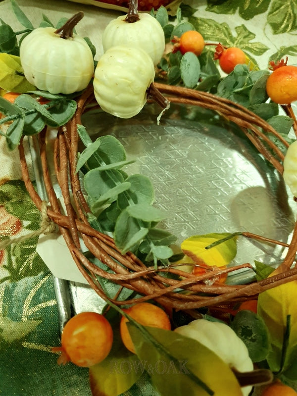 Fall Candle Ring With White Pumpkins