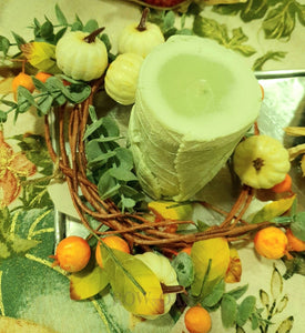 Fall Candle Ring With White Pumpkins