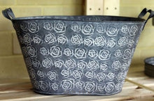 Load image into Gallery viewer, Floral-Imprint Metal Tub / Cooler - Row &amp; Oak