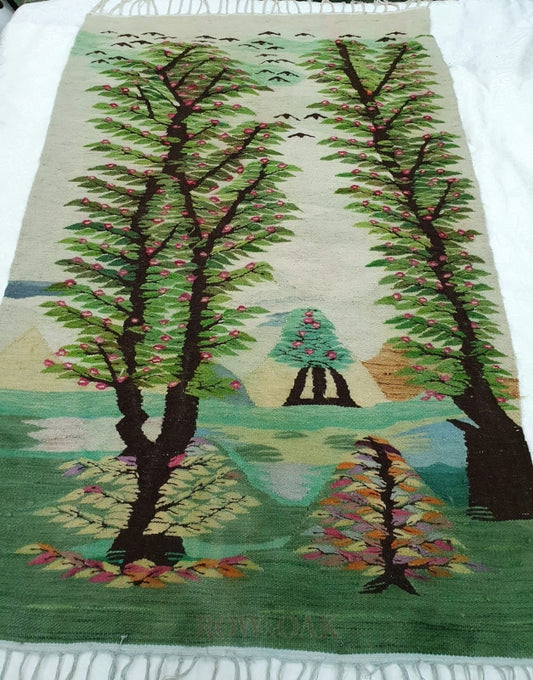 Forest Scene Wool Tapestry/Rug