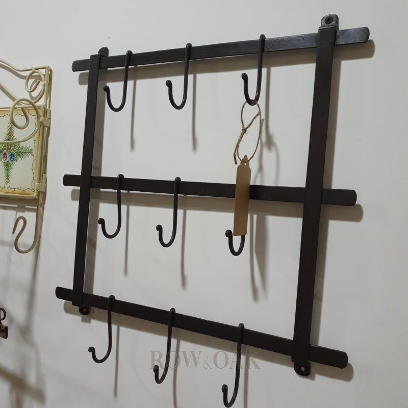 Forged Iron Wall Rack With Hooks