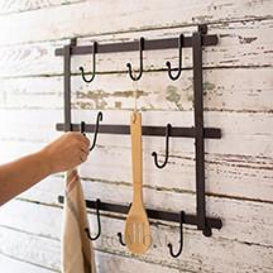 Forged Iron Wall Rack with Hooks - Row & Oak