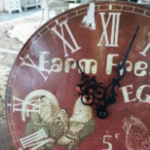 Load image into Gallery viewer, &#39;Fresh Eggs&#39; Metal Clock - Row &amp; Oak