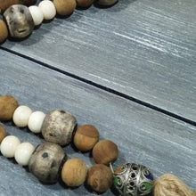 Load image into Gallery viewer, Grey Bone Bead Loop with Silver Berber Bead - Row &amp; Oak