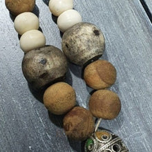 Load image into Gallery viewer, Grey Bone Bead Loop with Silver Berber Bead - Row &amp; Oak