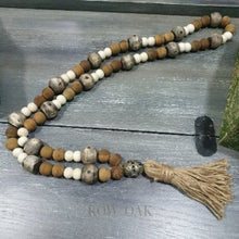 Load image into Gallery viewer, Grey Bone Bead Loop with Silver Berber Bead - Row &amp; Oak