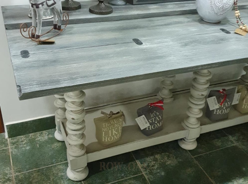Repurposed Distressed Grey Wooden Console