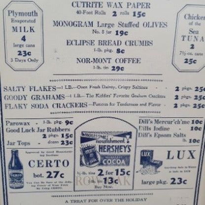 Grocery Poster Dated August 1934