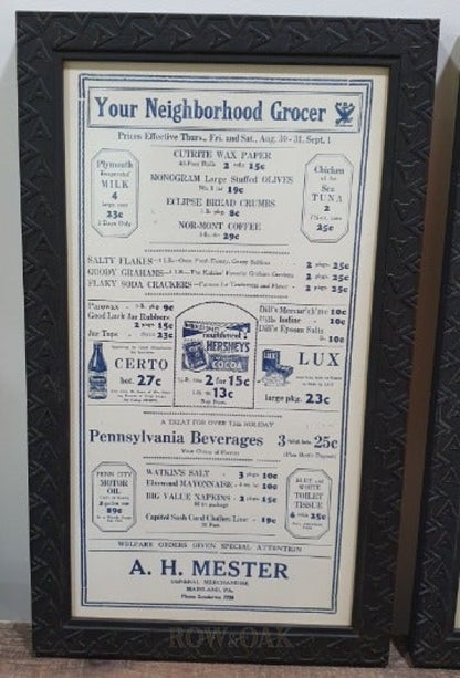 Grocery Poster Dated August 1934