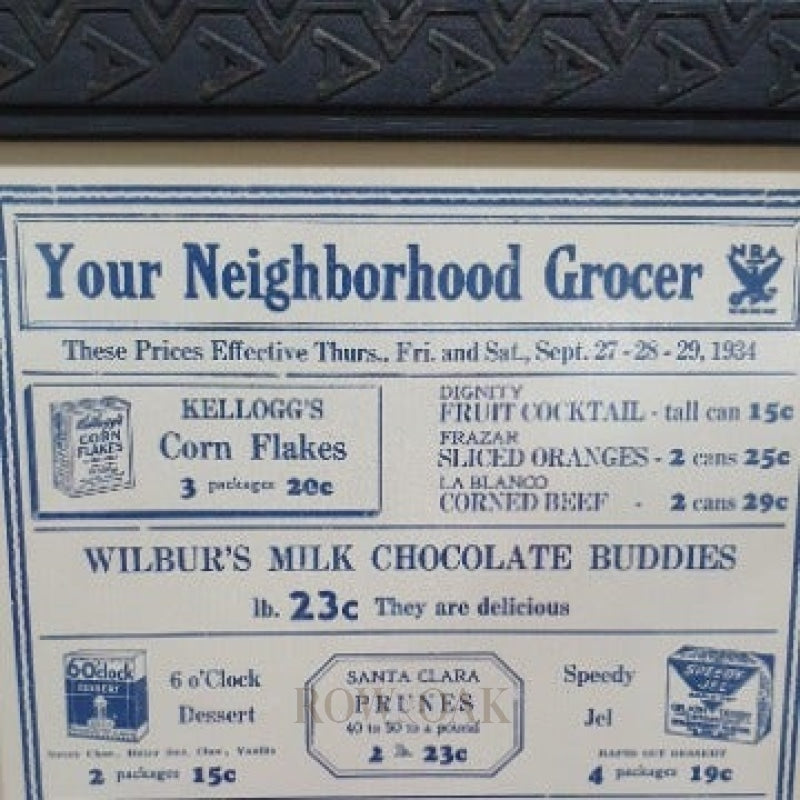 Grocery Poster Dated Sept. 1934