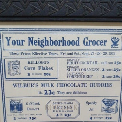 Grocery Poster Dated Sept. 1934