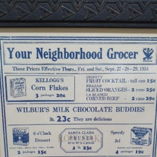 Load image into Gallery viewer, Grocery Poster Dated Sept. 1934