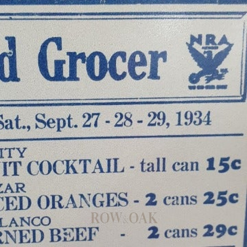 Grocery Poster Dated Sept. 1934