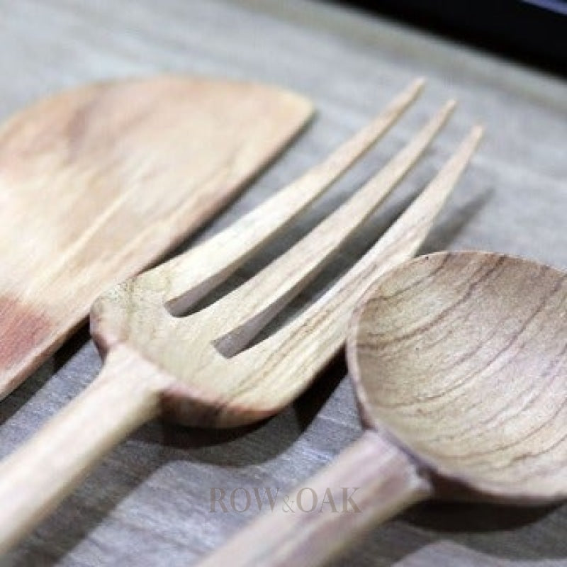 Hand-Carved Olive Wood 3-Pc Utensil Set