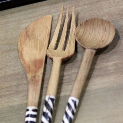 Hand-Carved Olive Wood 3-Pc Utensil Set