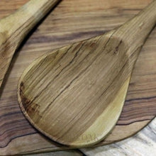 Load image into Gallery viewer, Hand-Carved Olive Wood Salad Spoon Set - Beaded