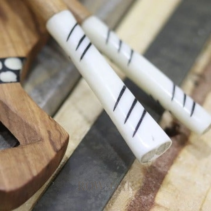 Hand-Carved Olive Wood Salad Spoon Set - White